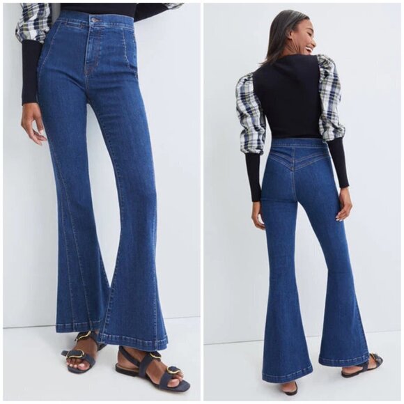 💕VERONICA BEARD Sheridan Exaggerated Flare High Rise Jeans Washed Oxford 26 NWT - Picture 5 of 16